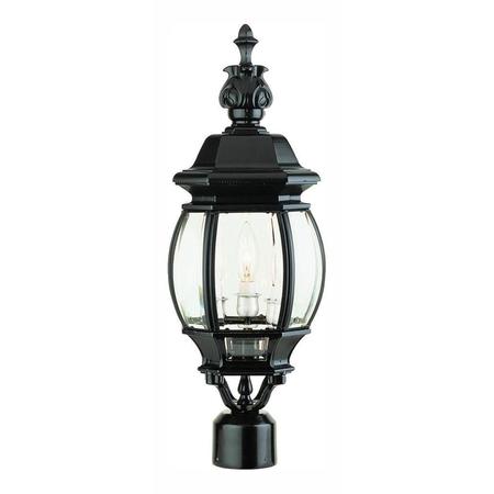 TRANS GLOBE Three Light Black Gold Clear Beveled Glass Post Light 4061 BG